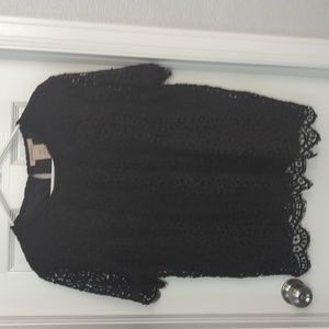 Philosophy short sleeve lace pattern black top size XL